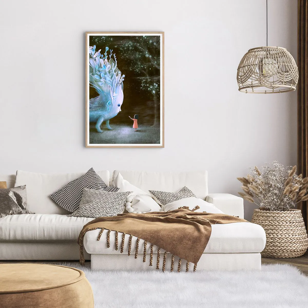 Plakat i ramme af lyst egetræ - Et fantastisk møde - 61x91 cm