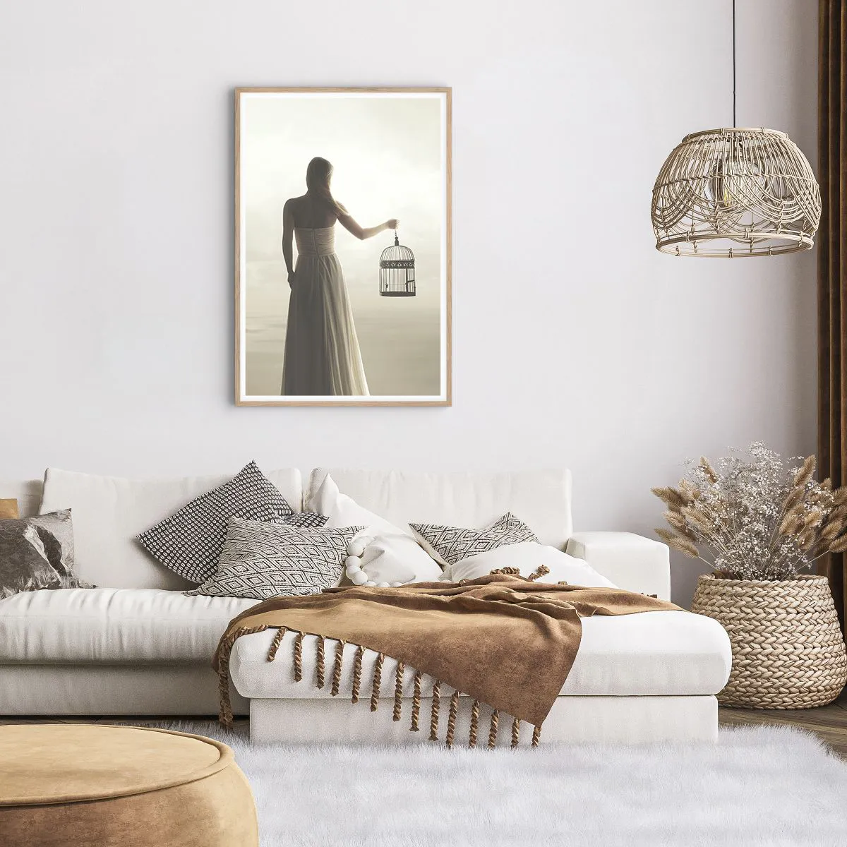 Plakat w ramie jasny dąb - Bądź wolna - 61x91 cm