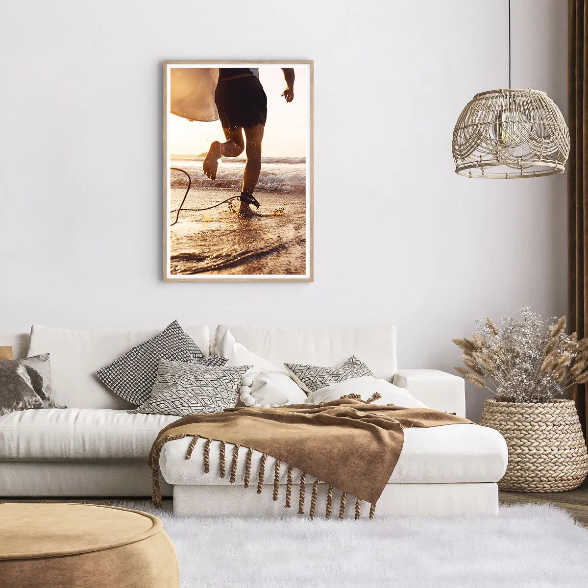 Pôster com moldura de carvalho claro - Encontro das ondas - 61x91 cm