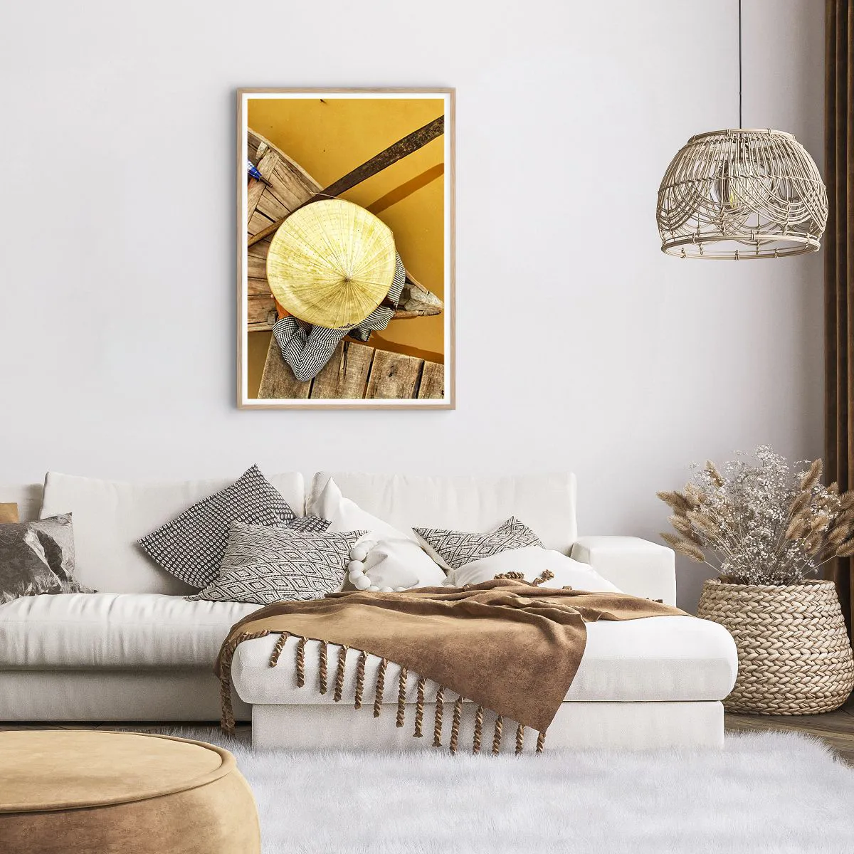 Poster in light oak frame - Life on a Yellow River - 61x91 cm