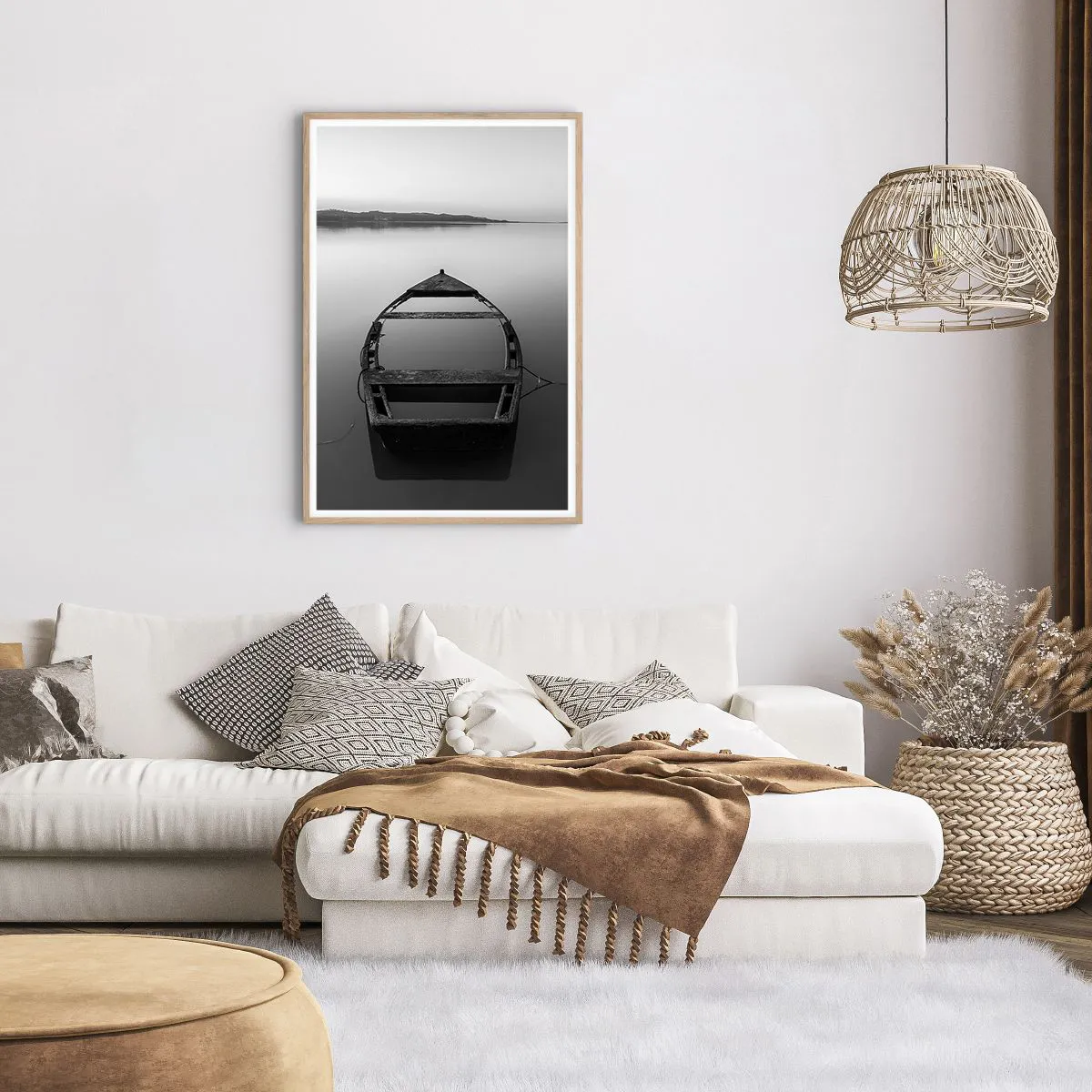 Plakat i ramme af lyst egetræ - Længsel og melankoli - 61x91 cm