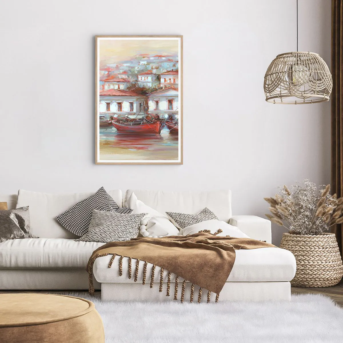 Poster in light oak frame - Happy Town - 61x91 cm