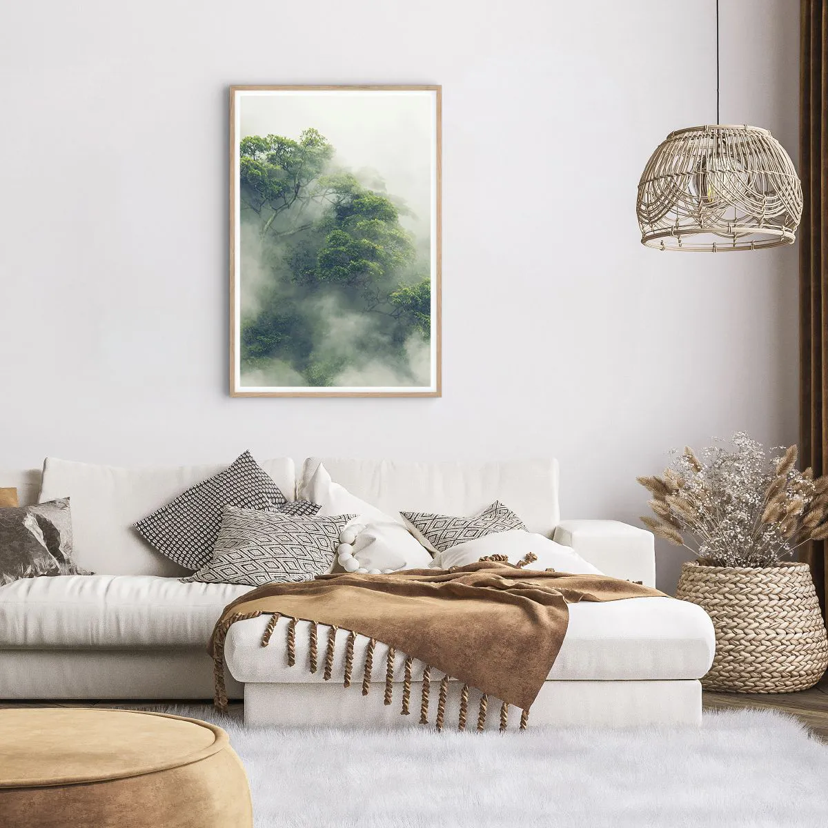 Plakat w ramie jasny dąb - Otulone mgłą - 61x91 cm