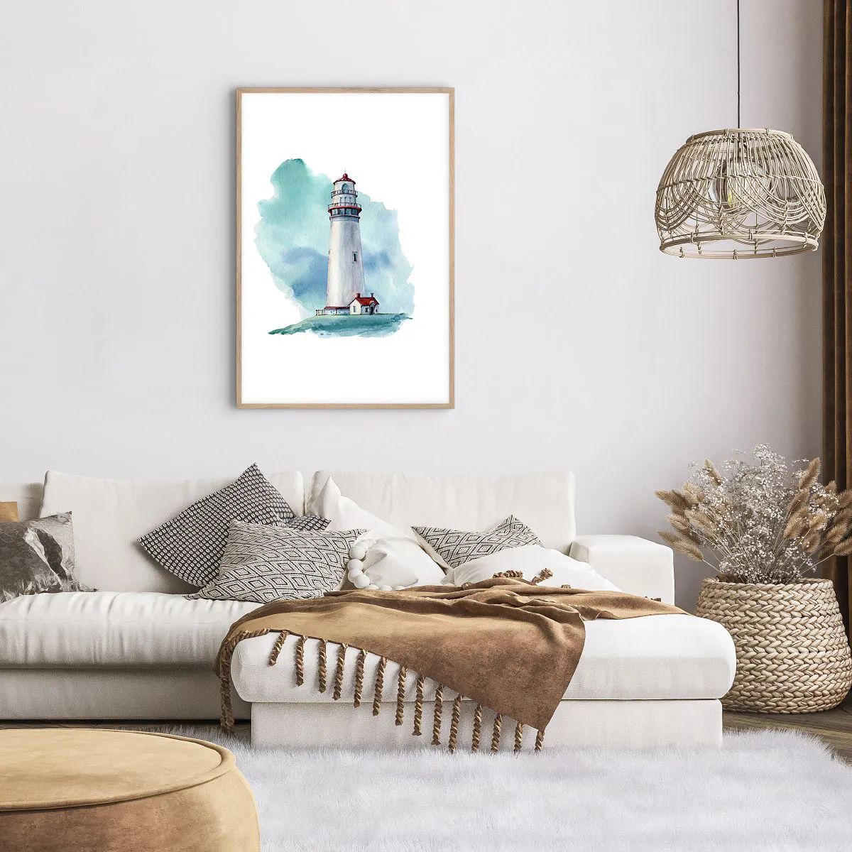 Pôster com moldura de carvalho claro - A gentil irmã do azul - 61x91 cm