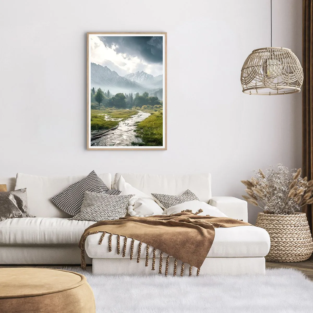 Plakat i ramme af lyst egetræ - Der og tilbage - 61x91 cm