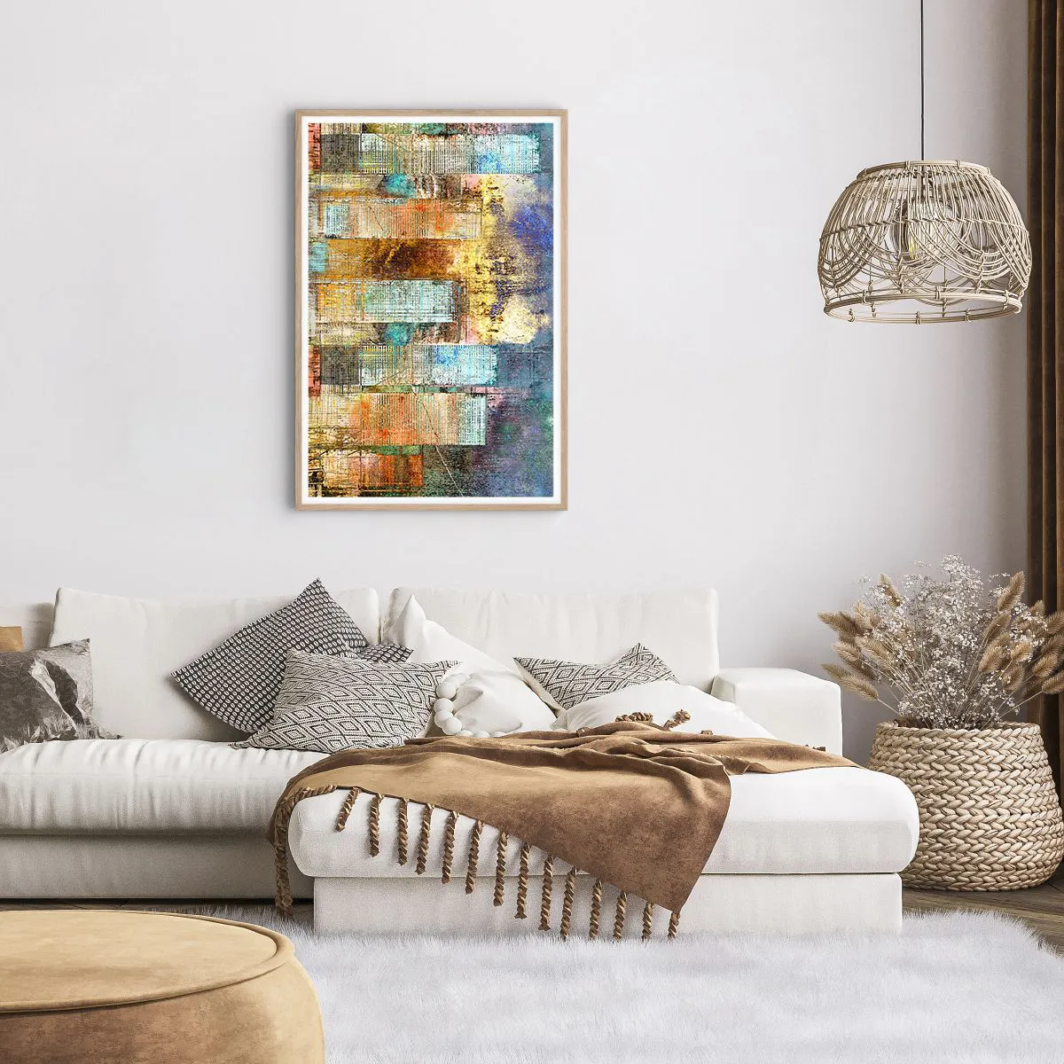 Pôster com moldura de carvalho claro - Uma metrópole ensolarada - 61x91 cm