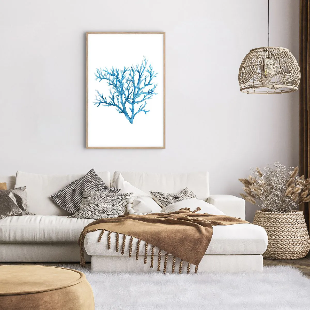 Poster in einem Rahmen aus heller Eiche - Nautisches Filigran - 61x91 cm