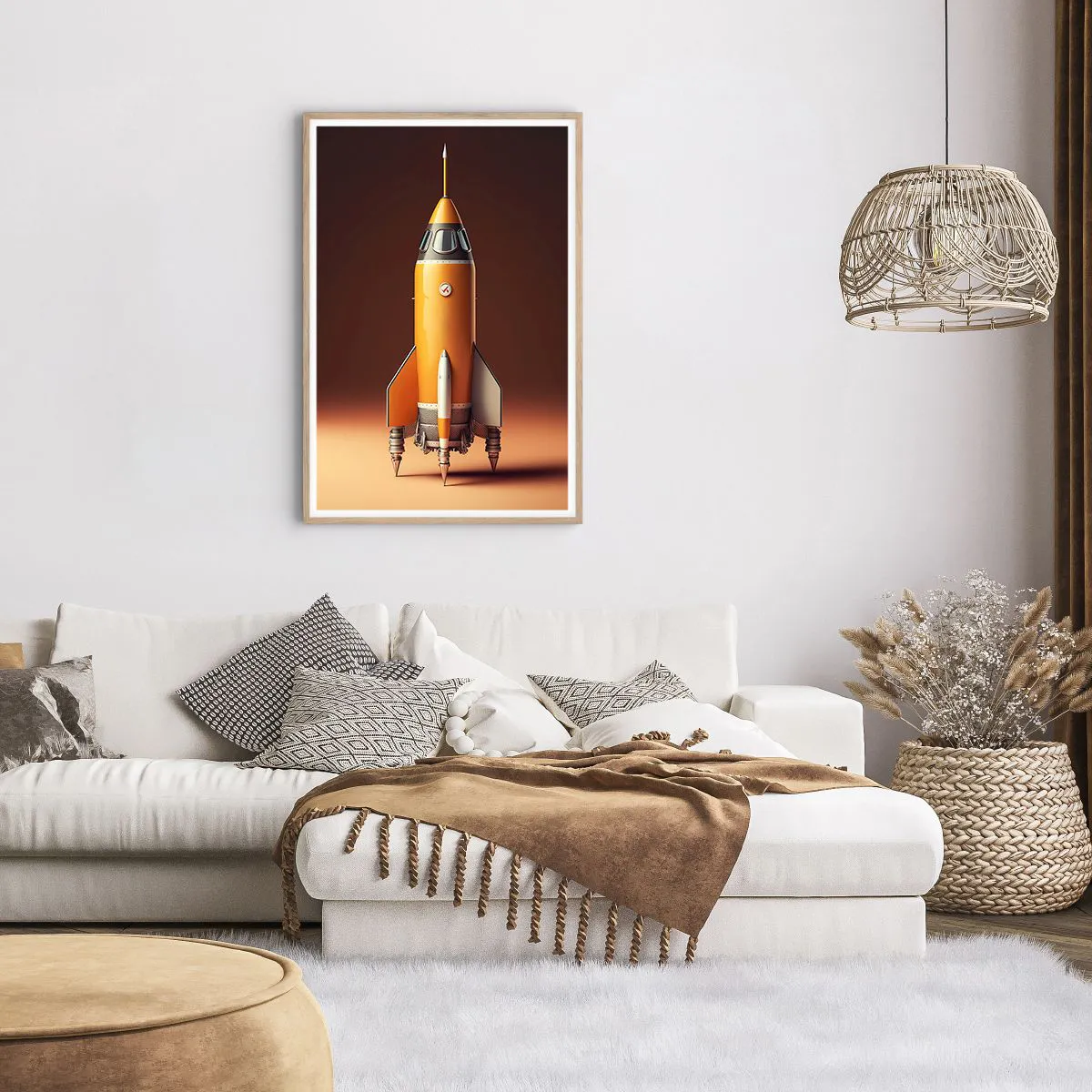 Pôster com moldura de carvalho claro - Tudo começa com um sonho - 61x91 cm