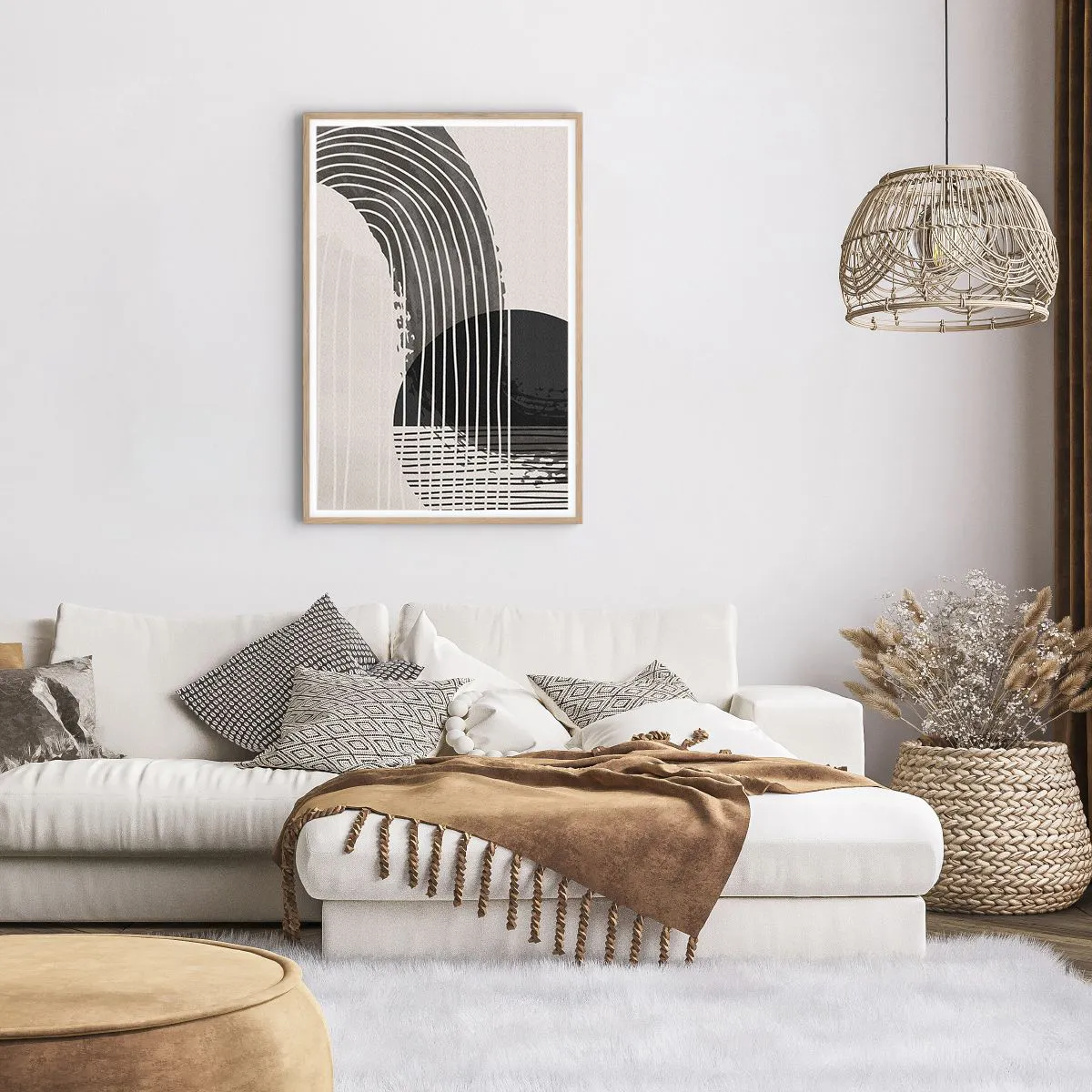 Plakat i ramme af lyst egetræ - Derhen og tilbage - 61x91 cm