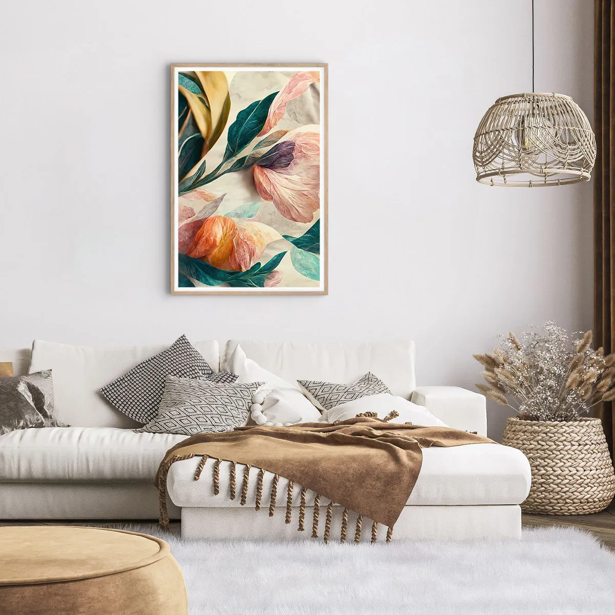 Pôster com moldura de carvalho claro - Flores das ilhas do sul - 61x91 cm