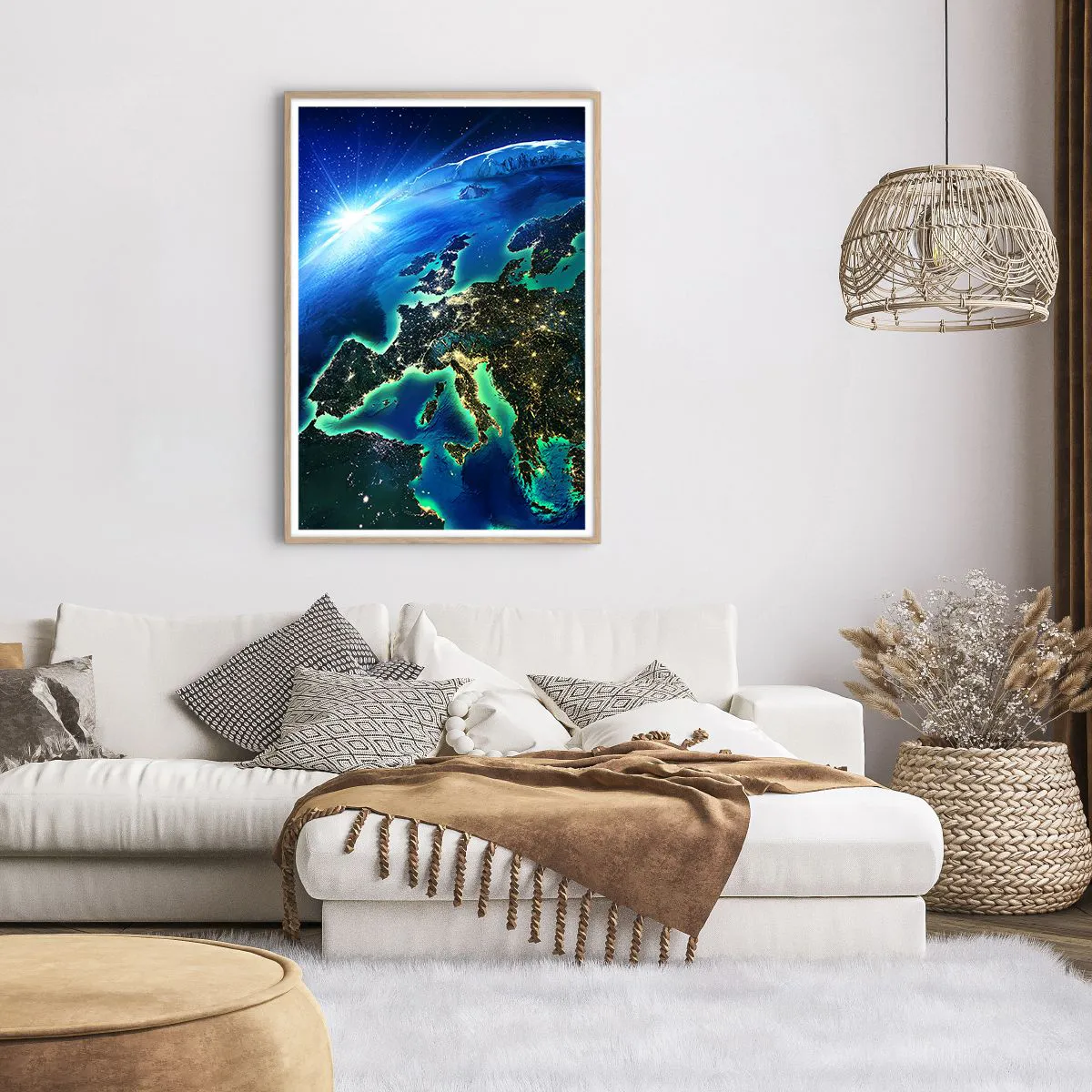 Plagát v ráme zo svetlého duba - Iskrivá Európa - 70x100 cm