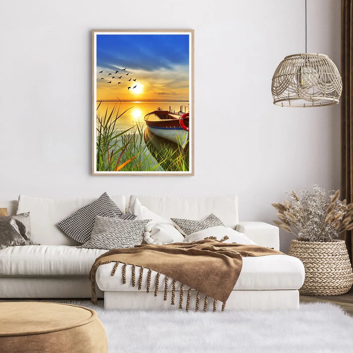 Plakat i ramme af lyst egetræ - Skarverne er allerede på vej væk - 70x100 cm