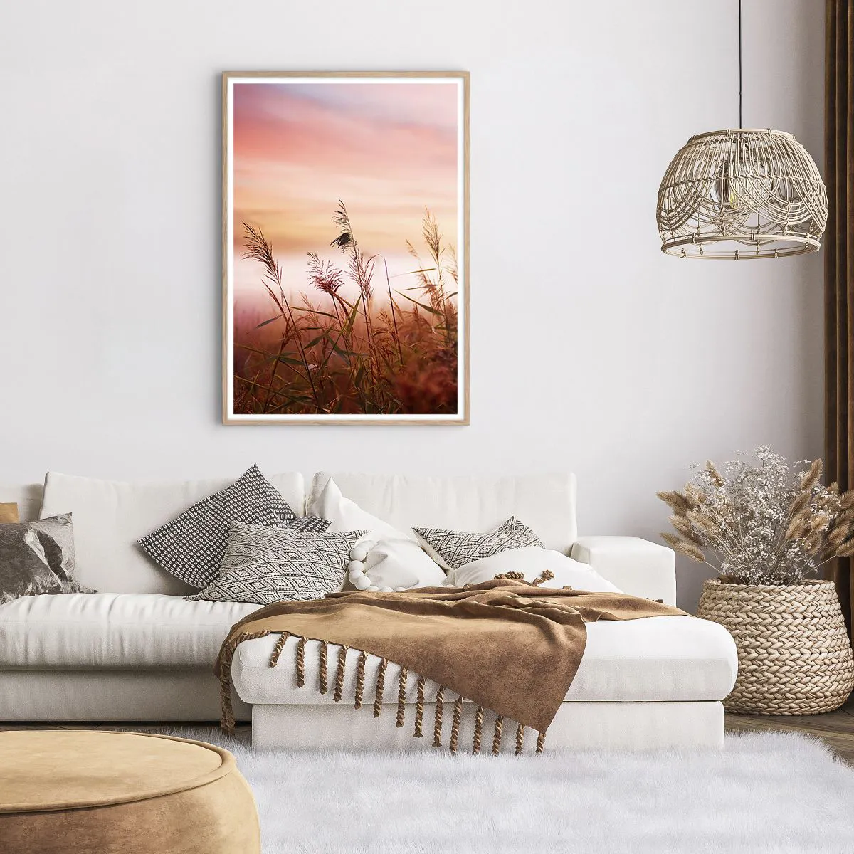 Plakát v rámu světlý dub - Draci, pampelišky a vítr - 70x100 cm