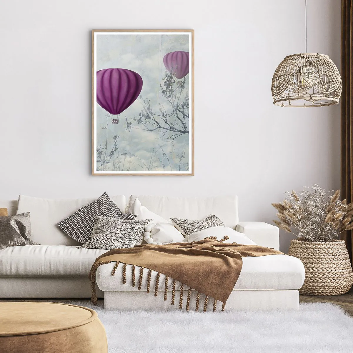 Pôster com moldura de carvalho claro - Como navios no céu - 70x100 cm