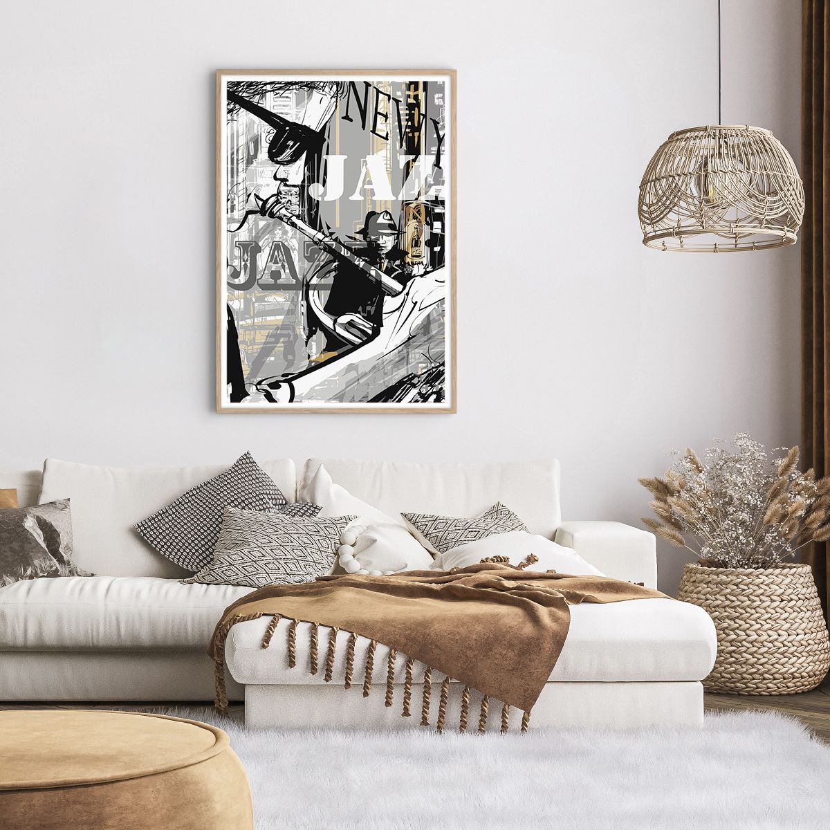 Poster in cornice rovere chiaro 70x100 cm - Al ritmo di New York - Arttor - Decorazioni  da parete moderne e originali, per il salotto e la camera da letto