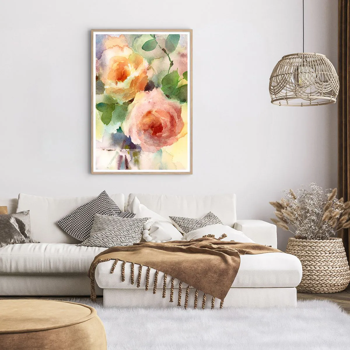 Poszter világos tölgy keretben - Gyengéd, mint az akvarell - 70x100 cm