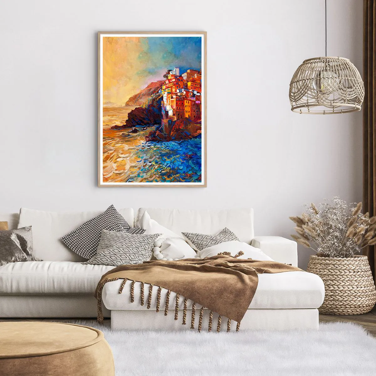 Plakat i ramme af lyst egetræ - Italiensk atmosfære - 70x100 cm