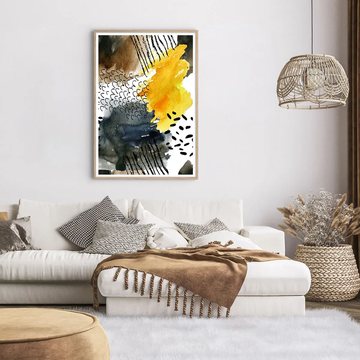 Póster en marco roble claro - Reunión de los elementos - 70x100 cm