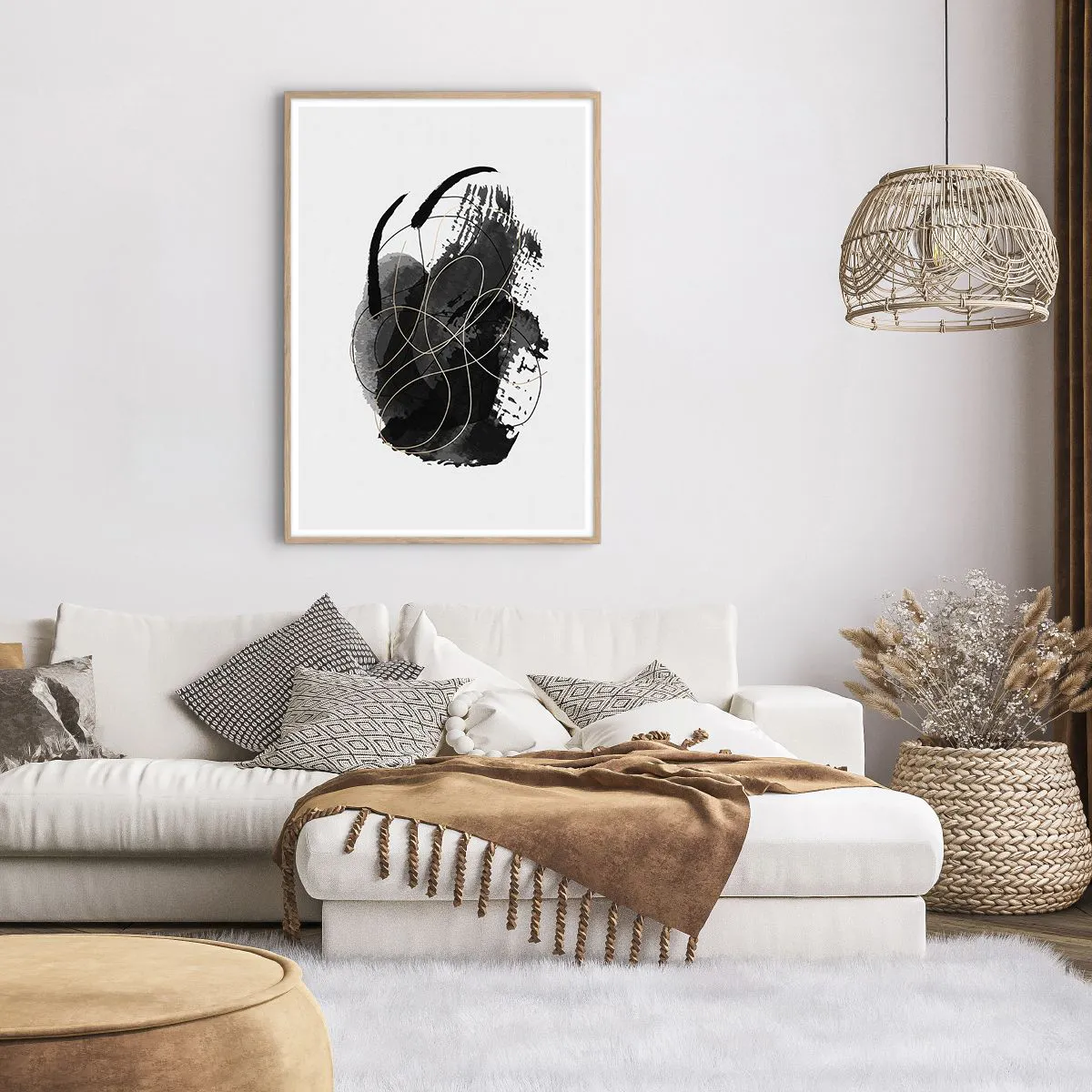 Pôster com moldura de carvalho claro - Emergido do preto - 70x100 cm