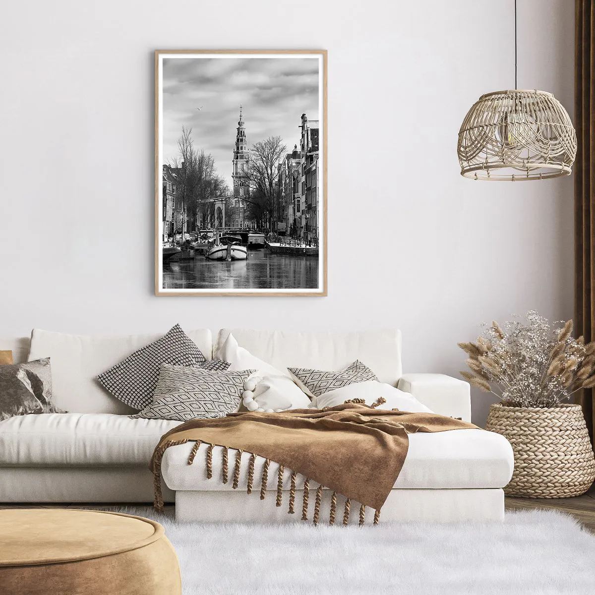 Poster in einem Rahmen aus heller Eiche - Amsterdamer Atmosphäre - 70x100 cm