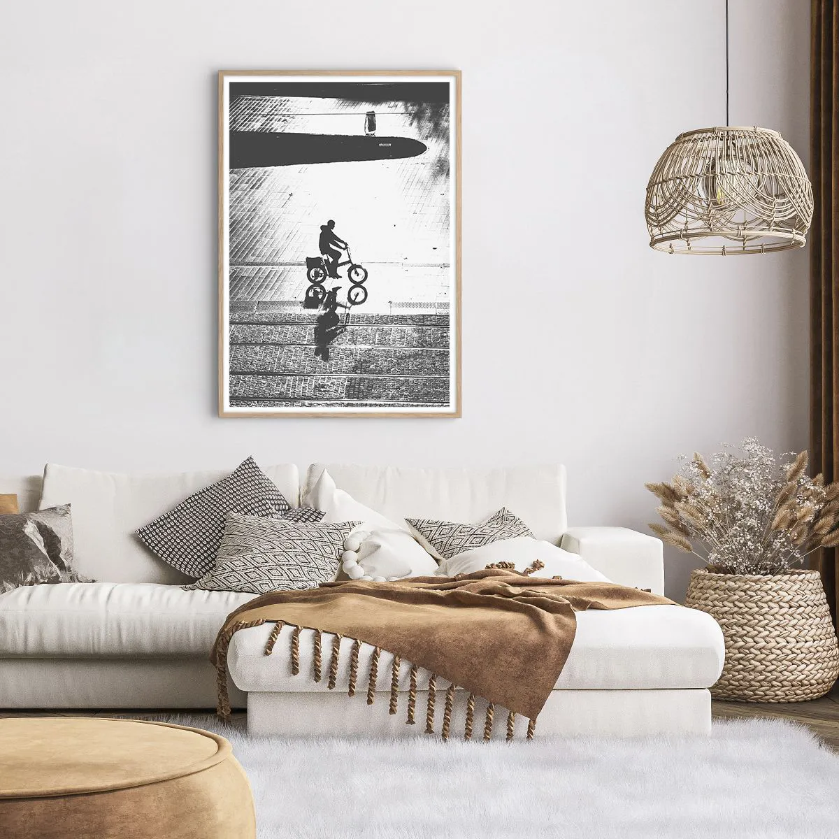 Plakat i ramme af lyst egetræ - Fremad, gennem byen - 70x100 cm