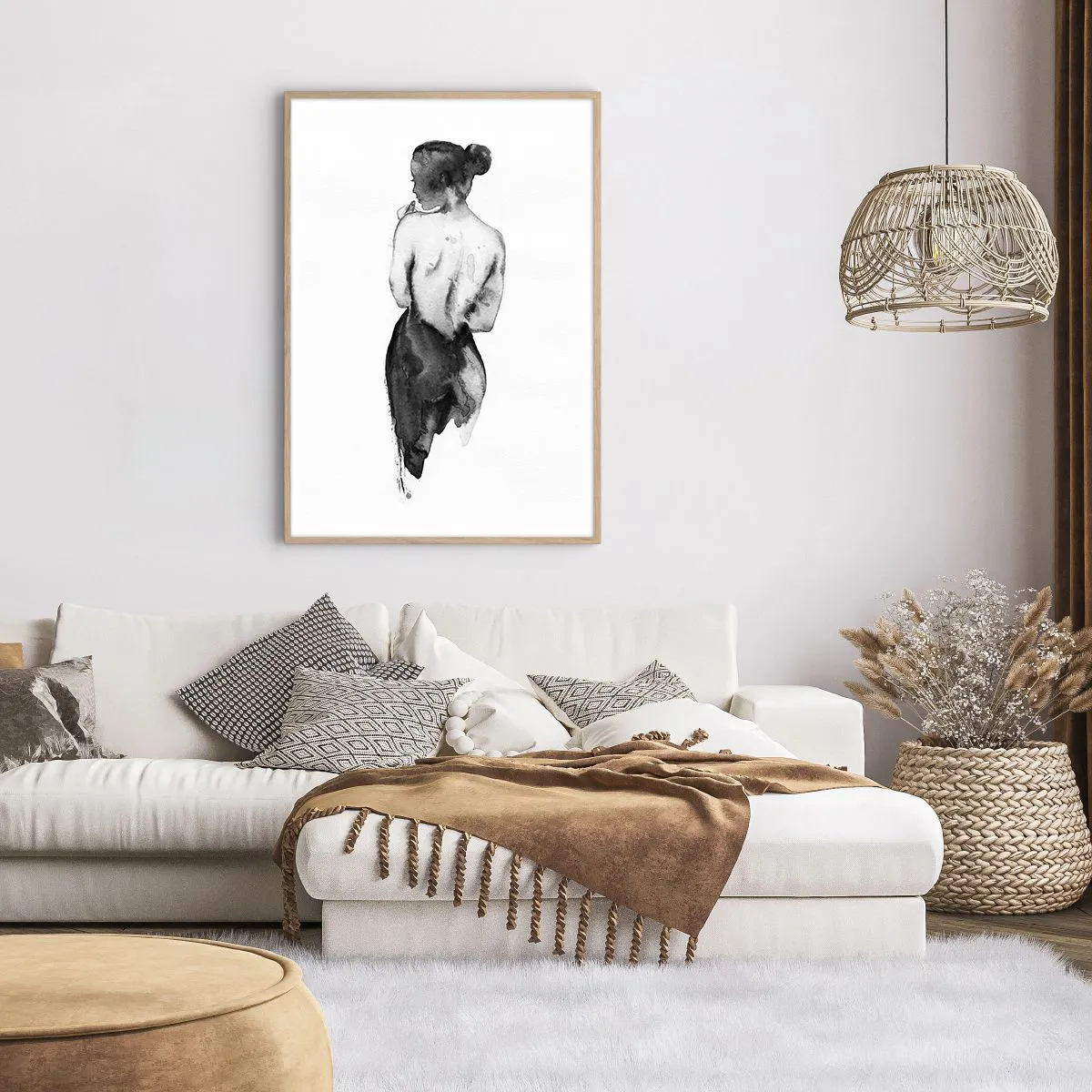 Poster in einem Rahmen aus heller Eiche - Bei ihr verschwindet die Welt - 70x100 cm