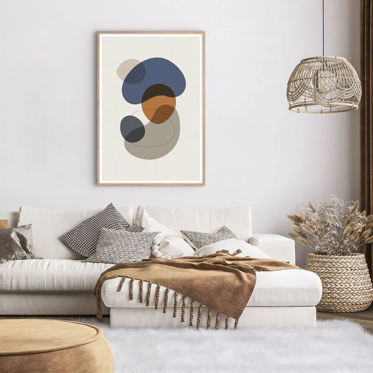 Plagát v ráme zo svetlého duba - Kvapky farieb - 70x100 cm