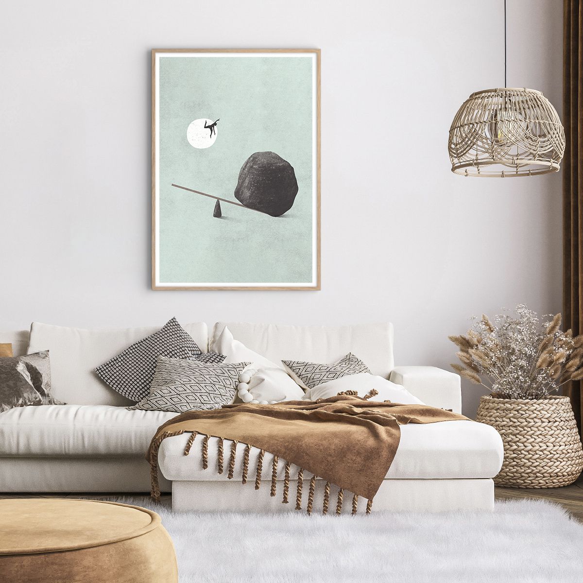 Plakat w ramie jasnego dębu Abstrakcja, Plakat w ramie jasnego dębu Sztuka, Plakat w ramie jasnego dębu Człowiek, Plakat w ramie jasnego dębu Wysoki Skok, Plakat w ramie jasnego dębu Nowoczesna Sztuka