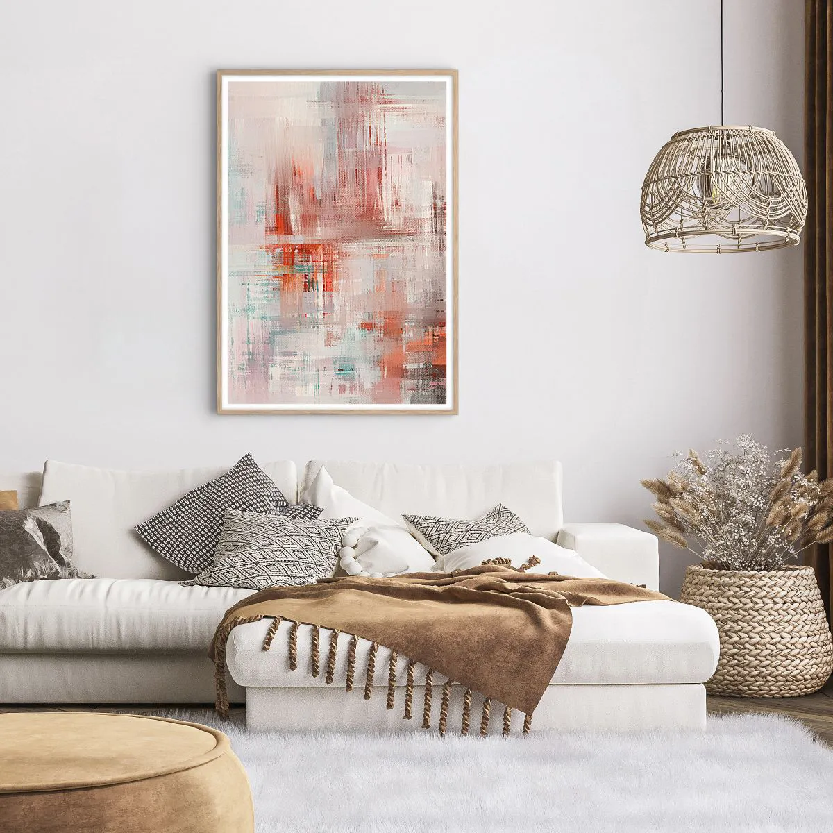 Plakat i ramme af lyst egetræ - Diset. Hvor er dog det lyserødt - 70x100 cm