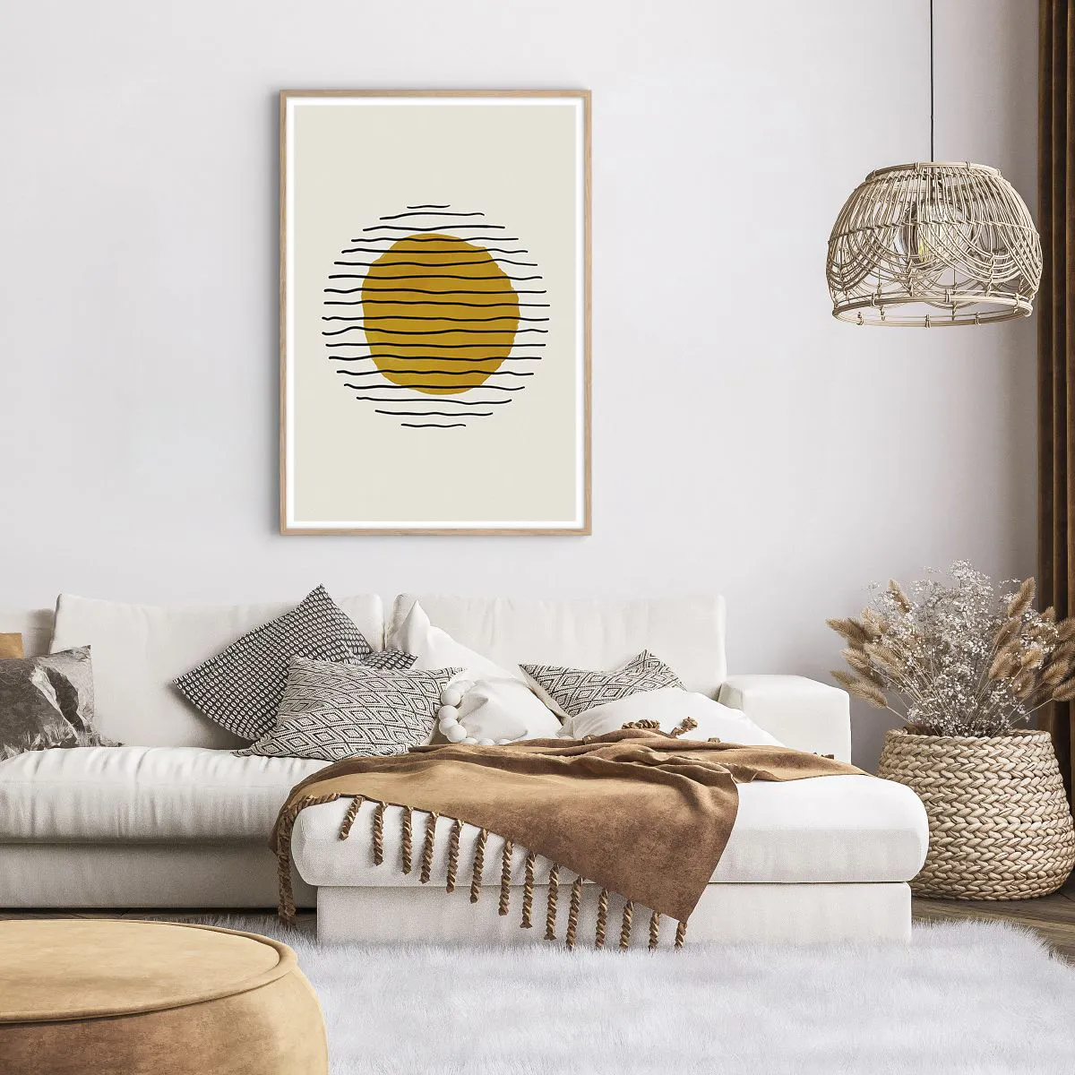 Een poster in een licht eiken lijst - Abstractie trillend van warmte - 70x100 cm