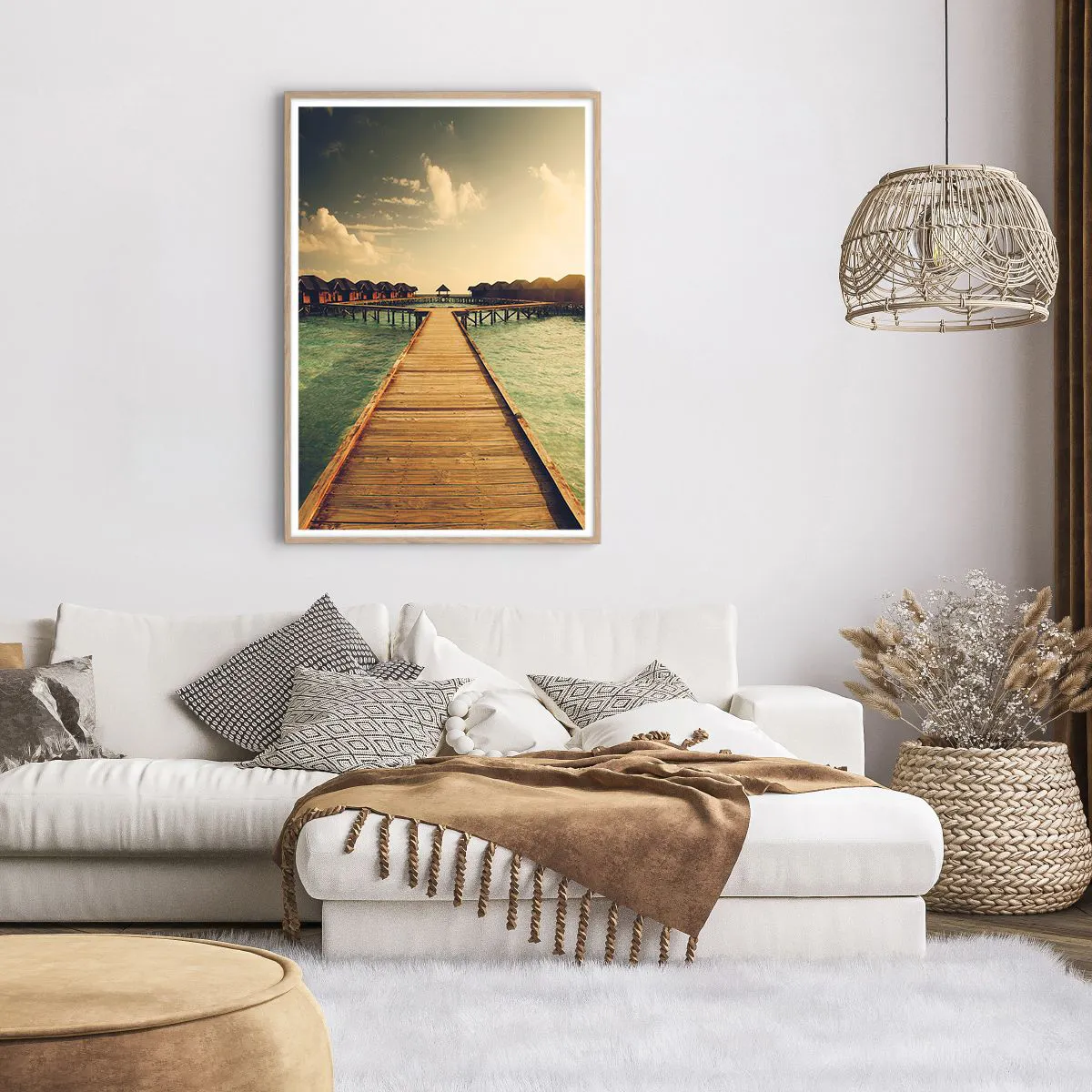 Poster in light oak frame - Warm Welcome - 70x100 cm