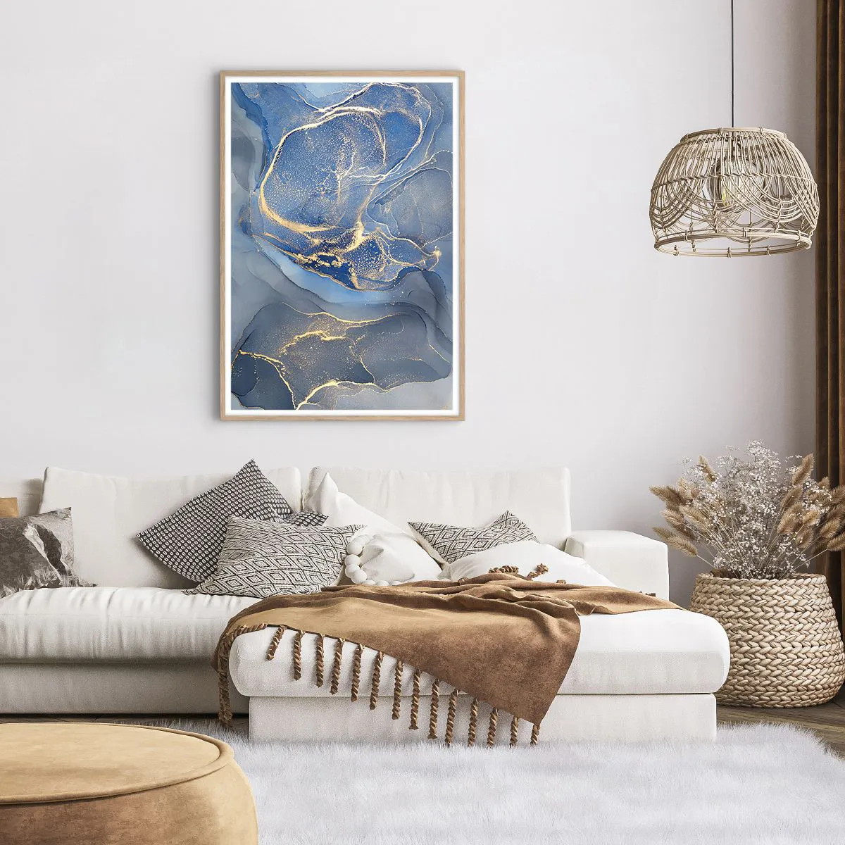 Affiche dans un chêne clair - Poster - Poussière d'or - 70x100 cm