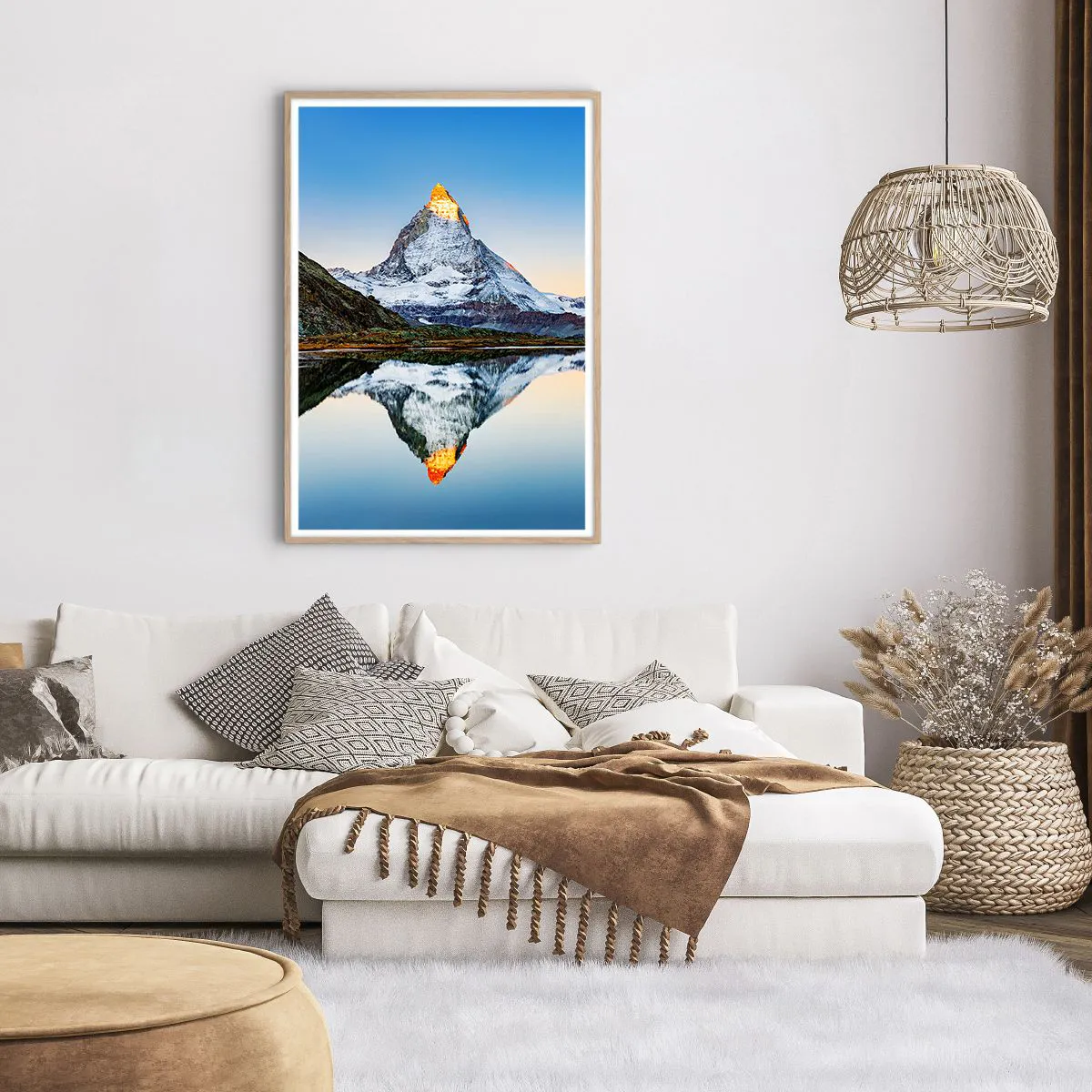 Plakat i ramme af lyst egetræ - To verdener - 70x100 cm