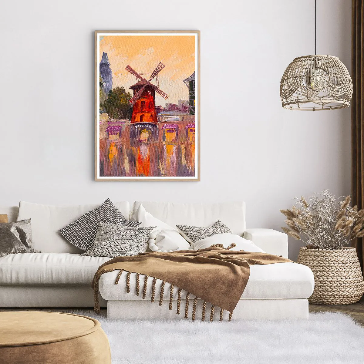 Poster în ramă de stejar deschis - Icoane pariziene - Moulin Rouge - 70x100 cm