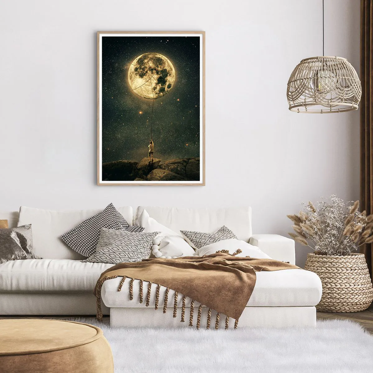 Affiche dans un chêne clair - Poster - Celui qui a volé la lune - 70x100 cm