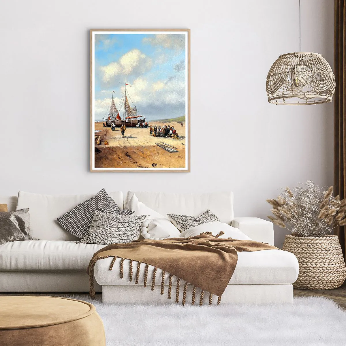 Plakat w ramie jasny dąb - Po udanym połowie - 70x100 cm