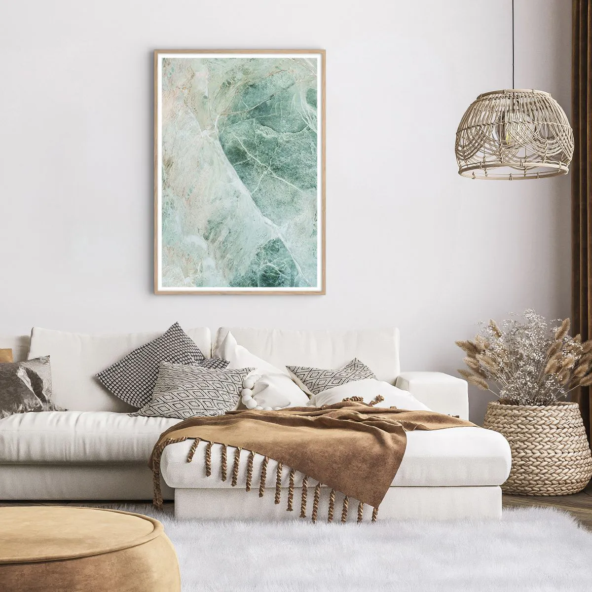 Plakát v rámu světlý dub - Ctný chlad kamene - 70x100 cm