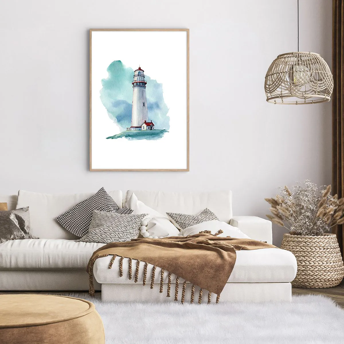 Pôster com moldura de carvalho claro - A gentil irmã do azul - 70x100 cm