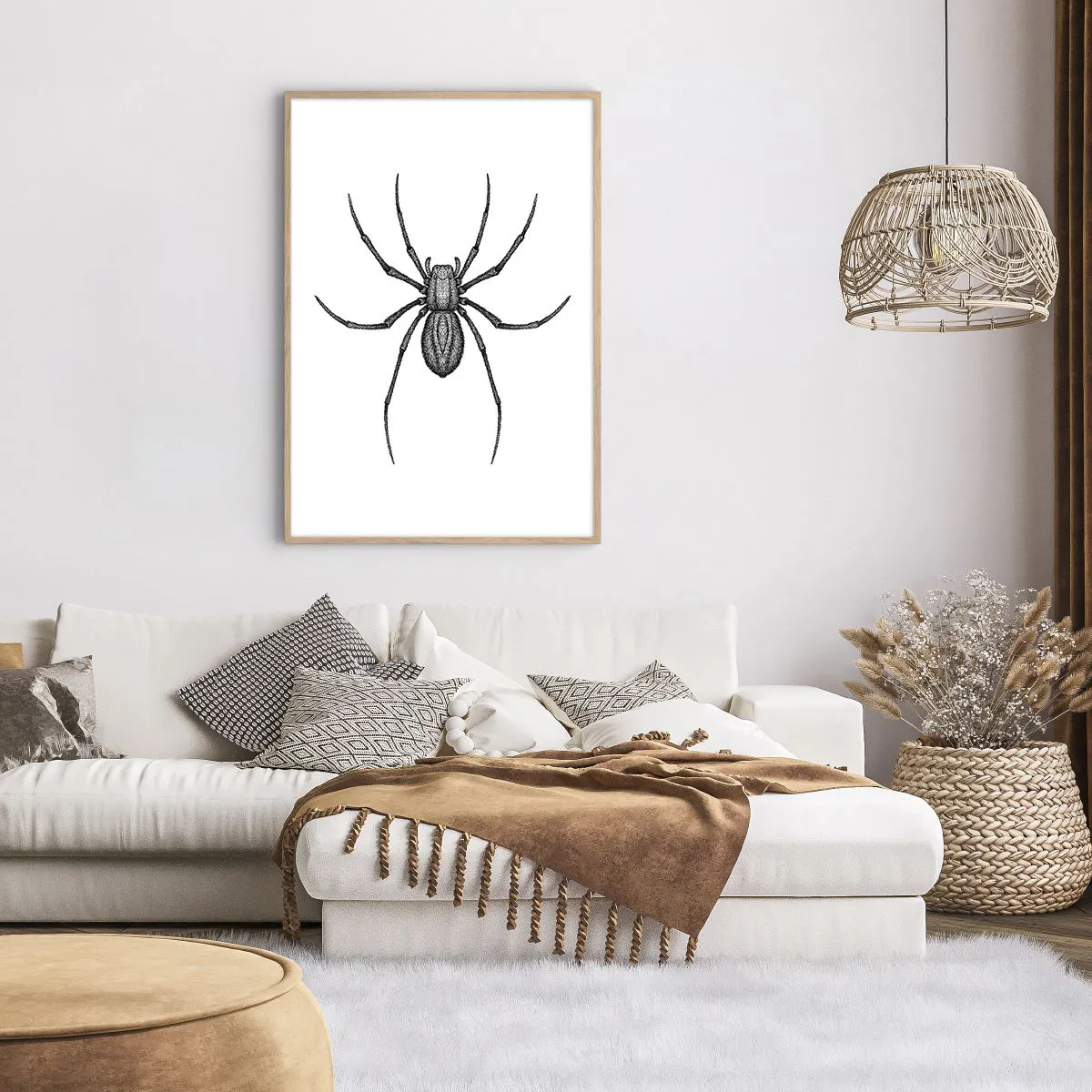 Plakat i ramme af lyst egetræ - Foruroligende præcision - 70x100 cm