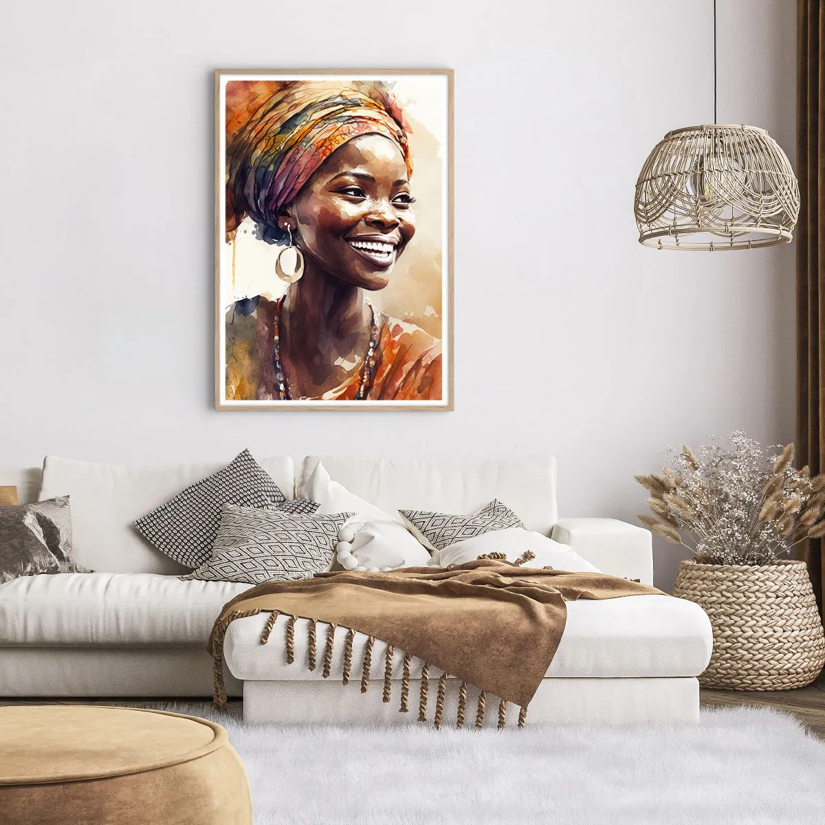 Poster in einem Rahmen aus heller Eiche - Afrikanische Königin - 70x100 cm