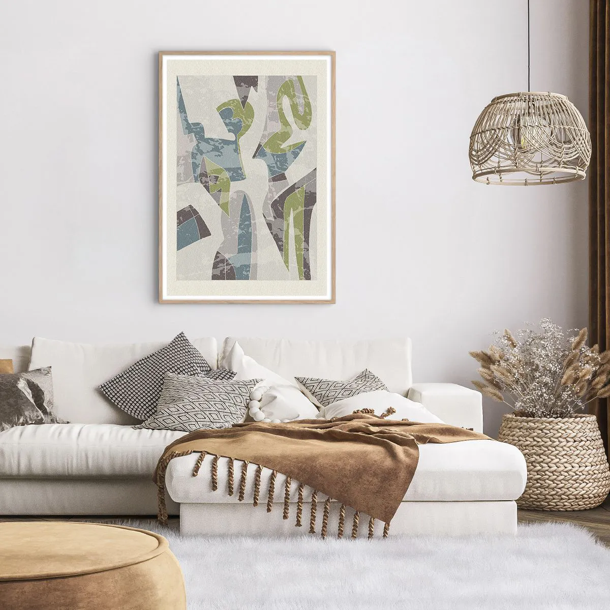 Poster in light oak frame - Composition with Window Pane - 70x100 cm