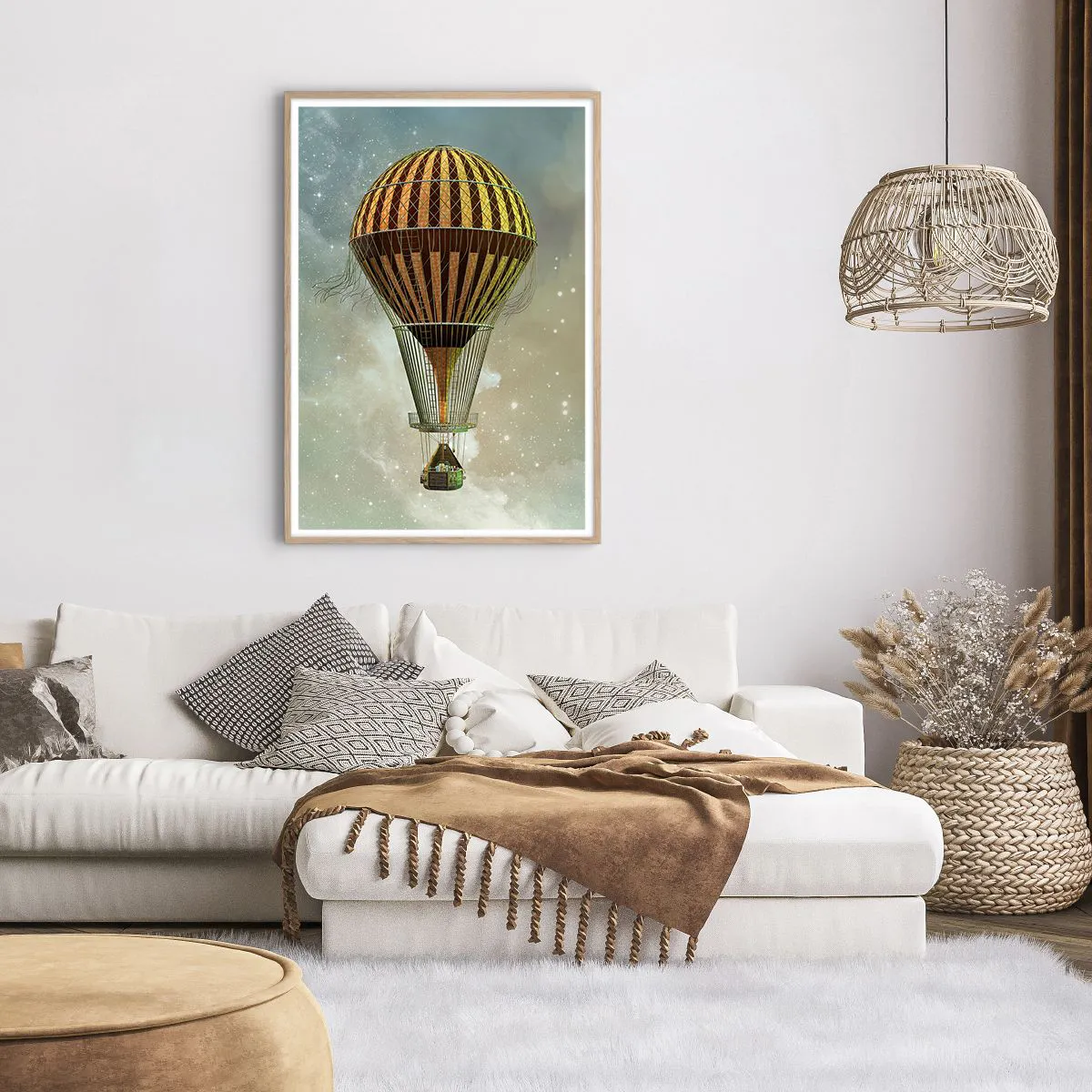 Póster en marco roble claro - Vuelos pioneros - 70x100 cm