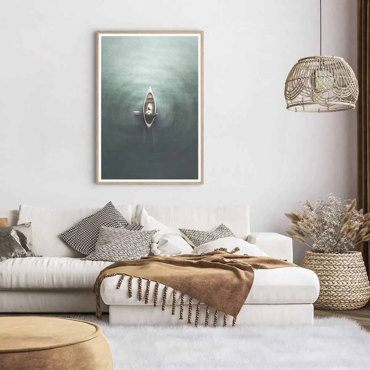 Pôster com moldura de carvalho claro - Através do lago da lua - 70x100 cm