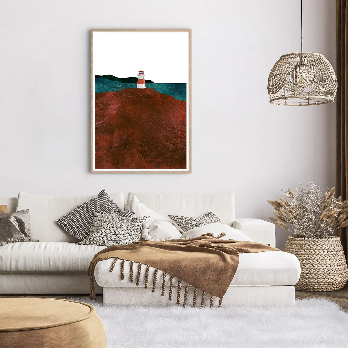 Poster in light oak frame - Gazing at the Sea - 70x100 cm