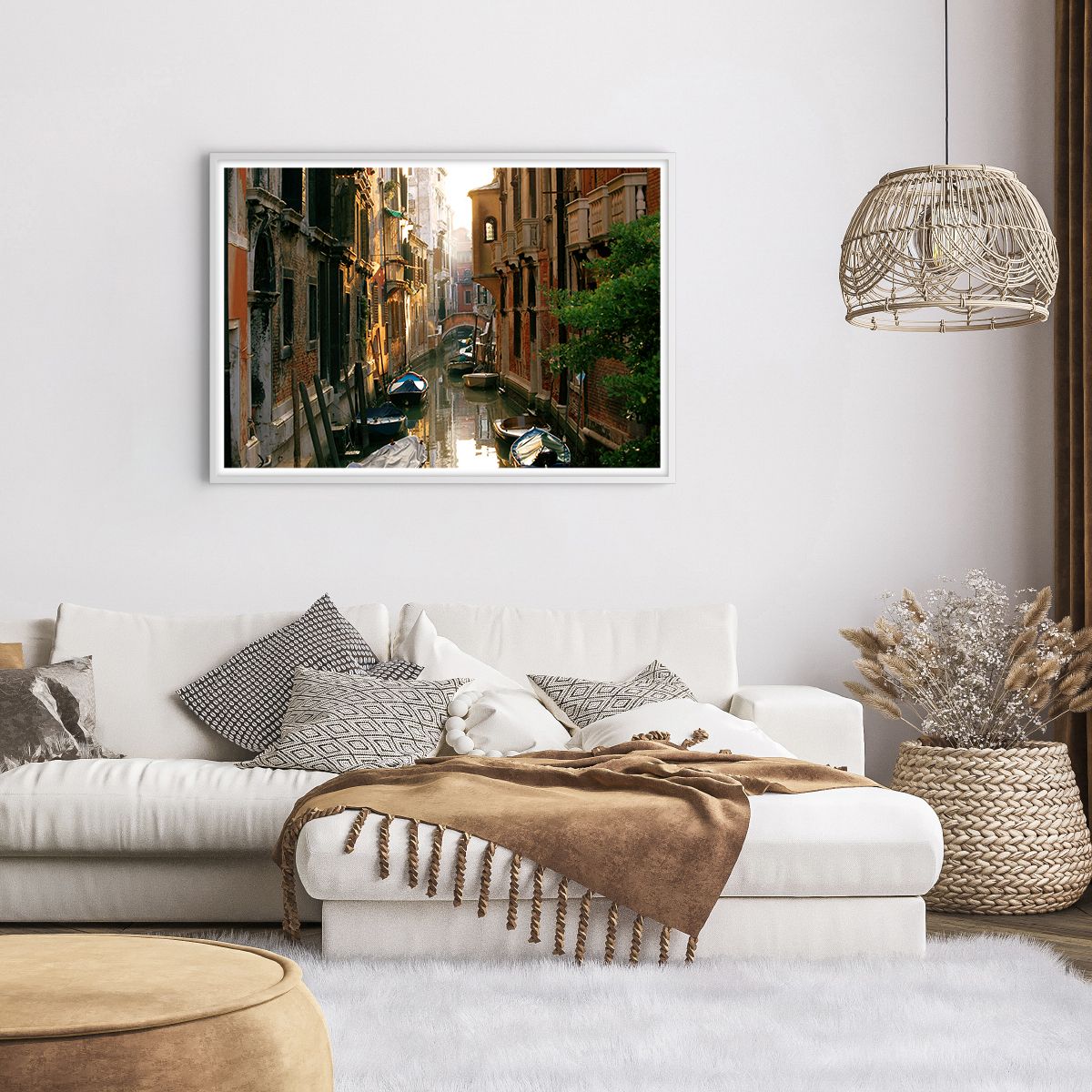 Affiche dans un cadre blanc Paysage, Affiche dans un cadre blanc Architecture, Affiche dans un cadre blanc Venise, Affiche dans un cadre blanc Canal Vénitien, Affiche dans un cadre blanc Italie