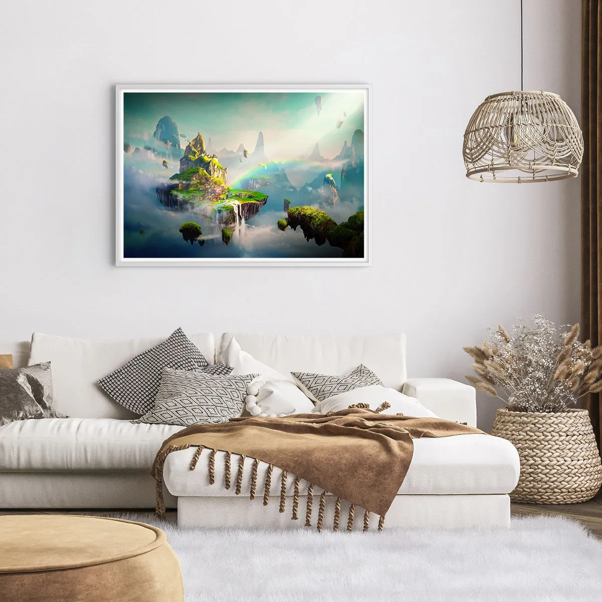 Plagát v bielom ráme - Uprostred neba - šťastné ostrovy - 100x70 cm