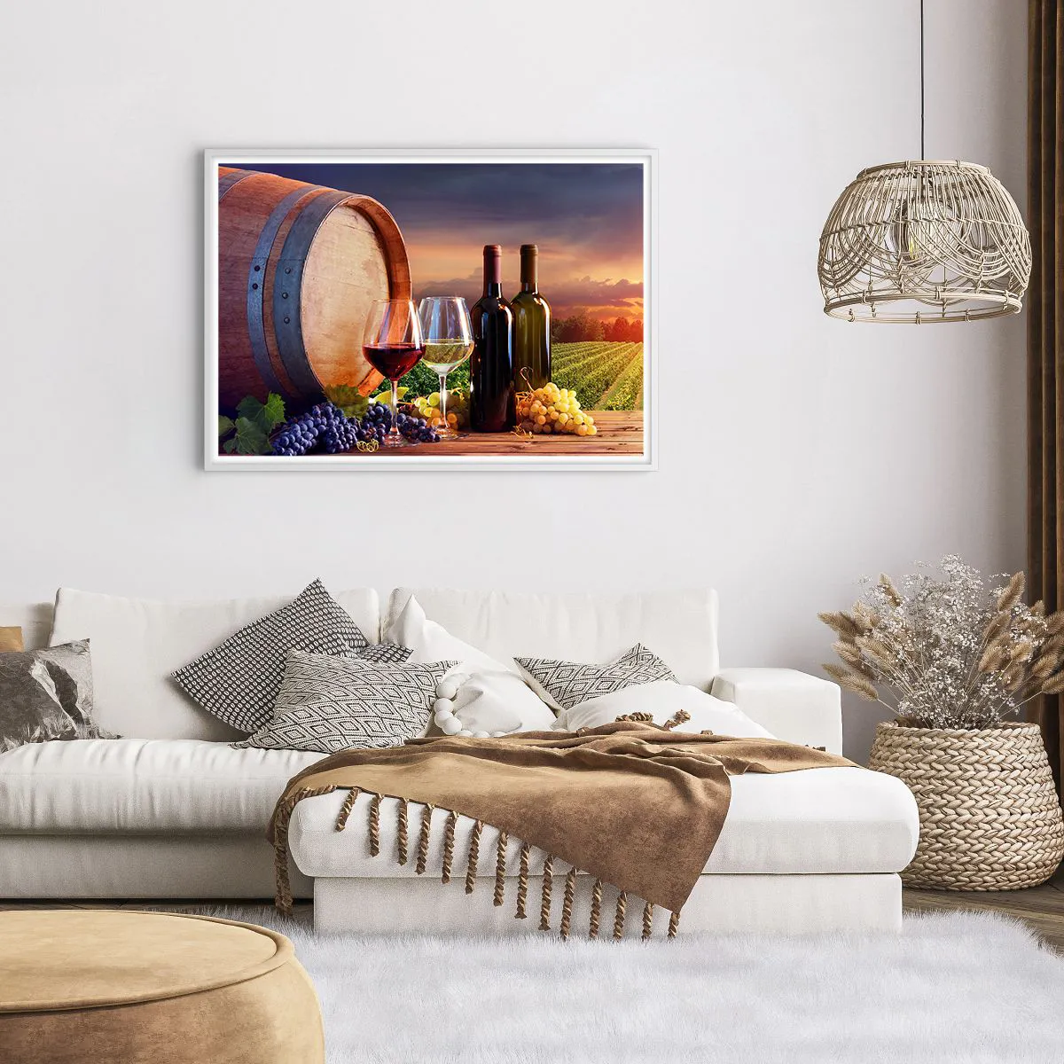 Plakát v bílém rámu - Tady má život chuť - 100x70 cm