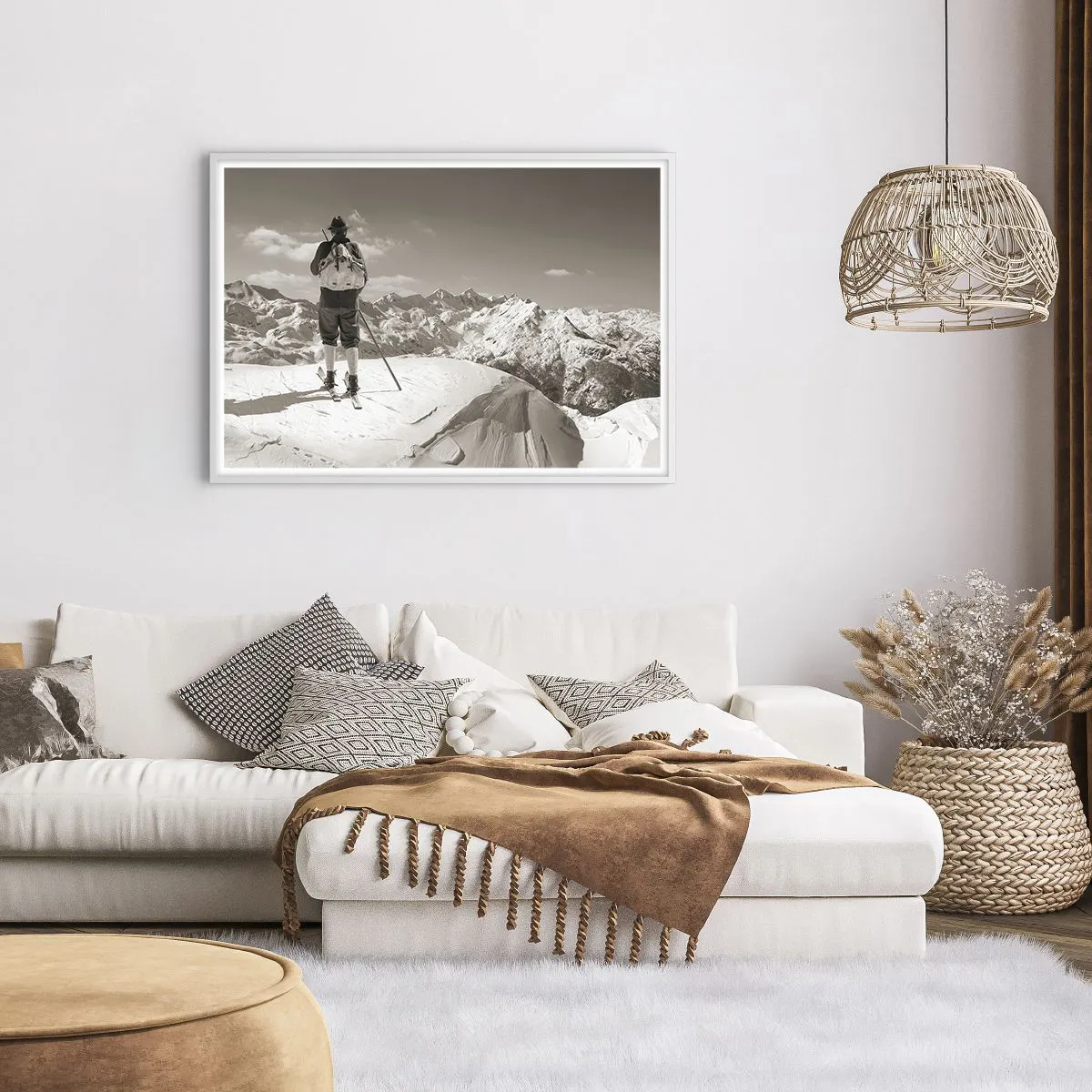 Poster in een witte lijst - En de bergen blijven onveranderd - 100x70 cm