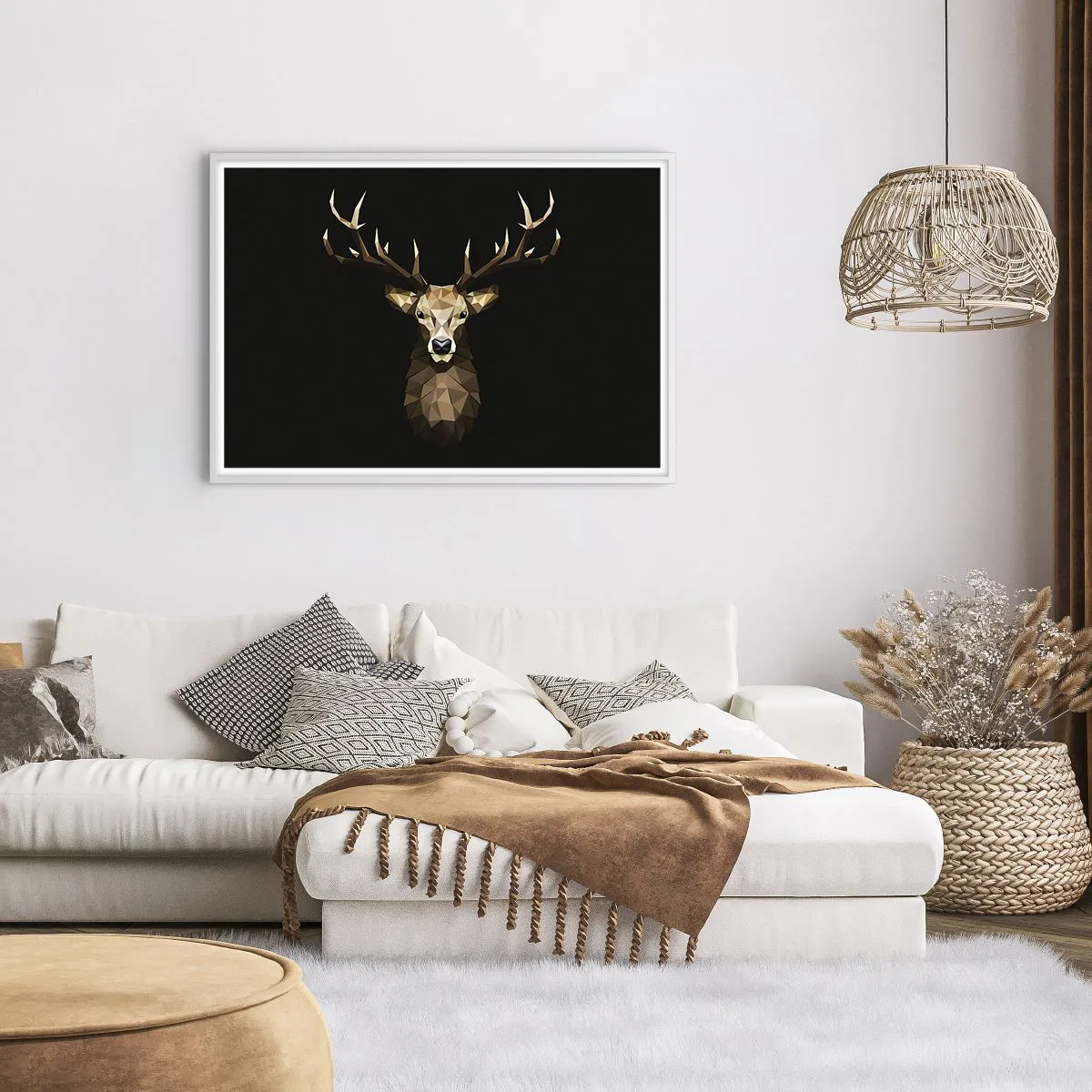Poszter fekete keretben - Kubista szarvas - 100x70 cm