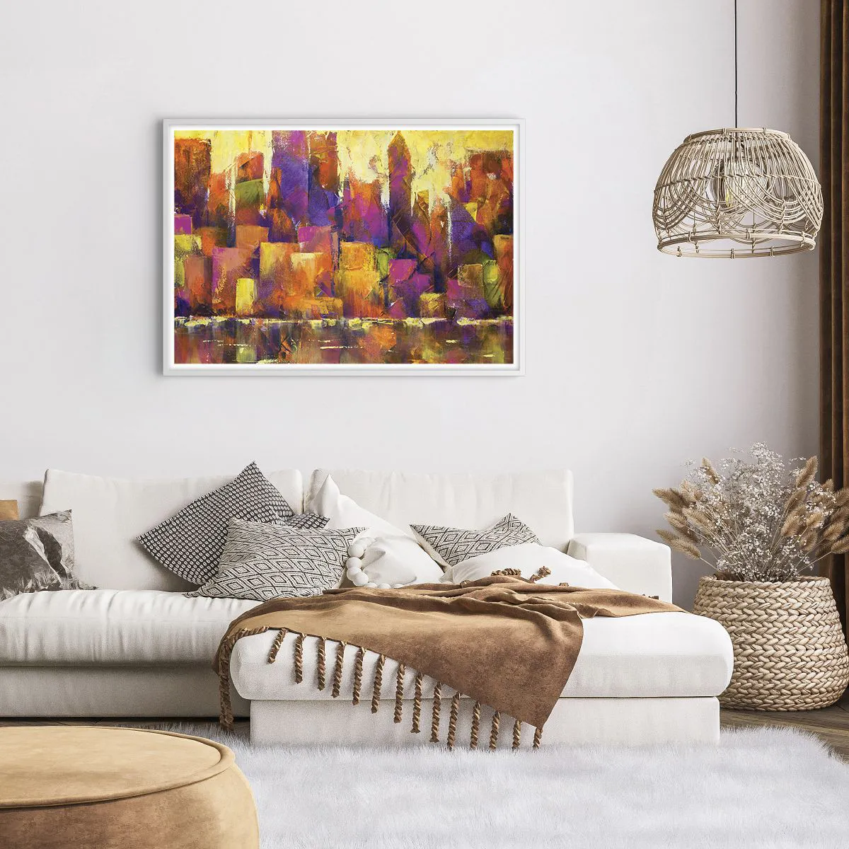 Poster in een witte lijst - Metropolitan compositie - 100x70 cm